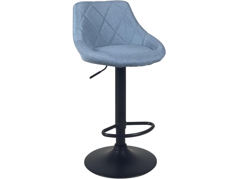 Lot de 2 chaises de bar réglables pivotantes luti en tissu matelassé bleu avec pied noir 477-LUTI - Conforama C
