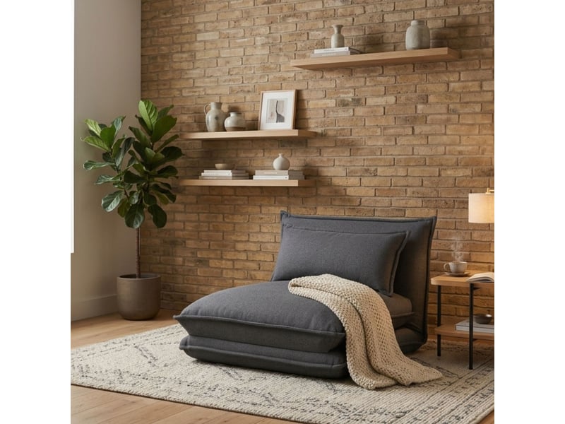  Chauffeuse convertible 1 place en mousse tissu gris terre de nuit  - Conforama B