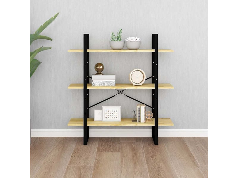  Bibliothèque à 3 niveaux, armoire à livres 100x30x105 cm bois de pin massif  - Conforama D