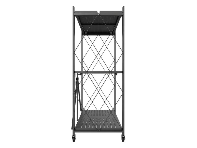 Smithers - étagère chariot pliable gain de place 72x90x33,5 cm, 3 niveaux, repliable en métal noir  - Conforama D