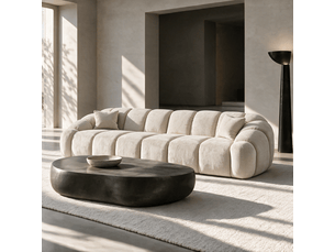 Canapé droit fixe SIA HOME 1MOK4PVGCR 4 places Velours beige