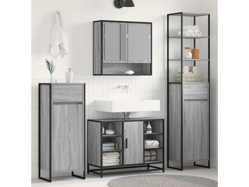  Cabinet de salle de bain, meuble de rangement gris sonoma 40x30x100 cm  - Conforama B