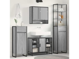 Cabinet de salle de bain, meuble de rangement gris sonoma 40x30x100 cm
