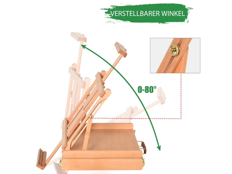  Chevalet de table pliable en hêtre avec tiroir et poignée 42x36x12.5 cm  - Conforama E