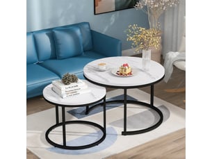 Table basse rond(e) coloris blanc <strong></strong> <strong></strong> - 70.5 cmx45.5 cm