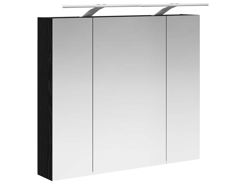  Armoire miroir salle de bain, meuble de rangement chêne noir 80x14.5x70 cm shl1929  - Conforama E