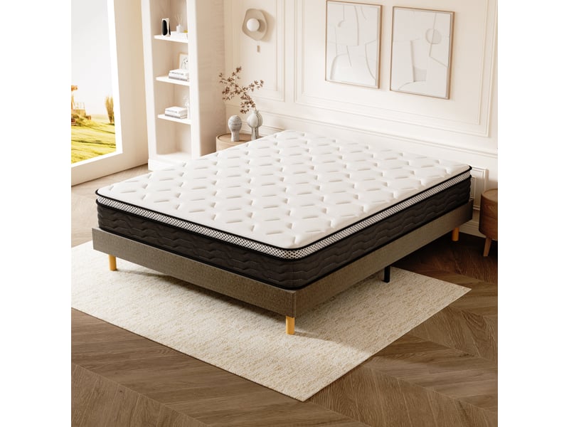  Ensemble matelas ressorts 140x190 cm epaisseur 30 cm + sommier déco  - Conforama E