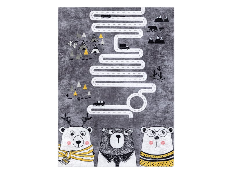  Tapis lavable junior 52107.801 ours, animaux, rues pour les enfants antidérapant - gris 160x220 cm  - Conforama B