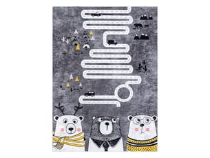 Tapis lavable junior 52107.801 ours, animaux, rues pour les enfants antidérapant - gris 160x220 cm