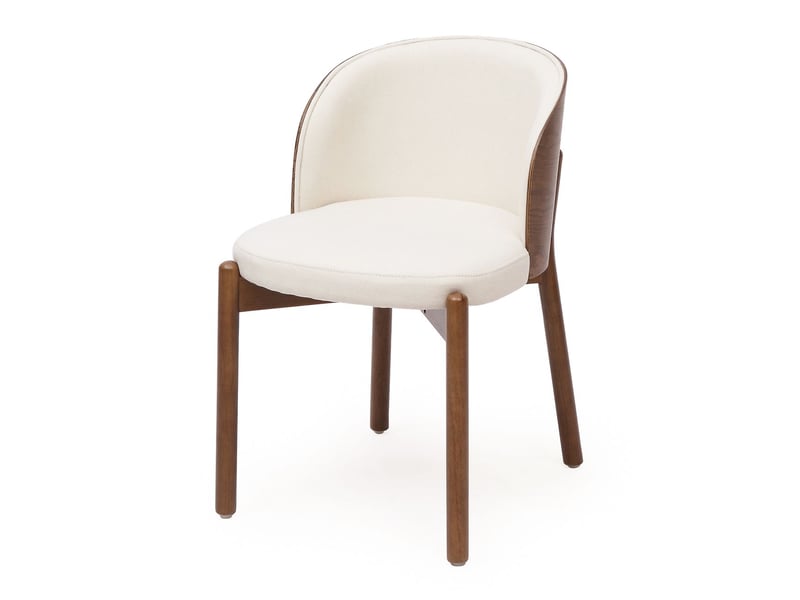  Lot de chaises 4 chaises en bois massif confortables et respirantes revêtement en lin placage en bois massif de frêne finition couleur noyer style moderne  - Conforama A