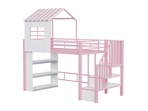 Lit mezzanine 90x200 cm coloris rose