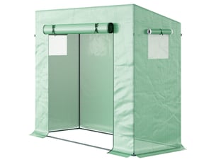 Serre de jardin en aluminium, avec porte enroulable et fenêtres latérales, en acier et plastique, 200 x 76 x 168 cm, verte