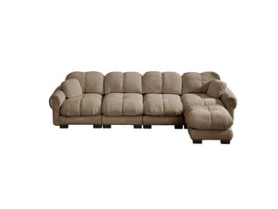 Canapé d'angle 4 places en chenille modulable avec ottomane mobile 330 x 149 x 90 cm marron