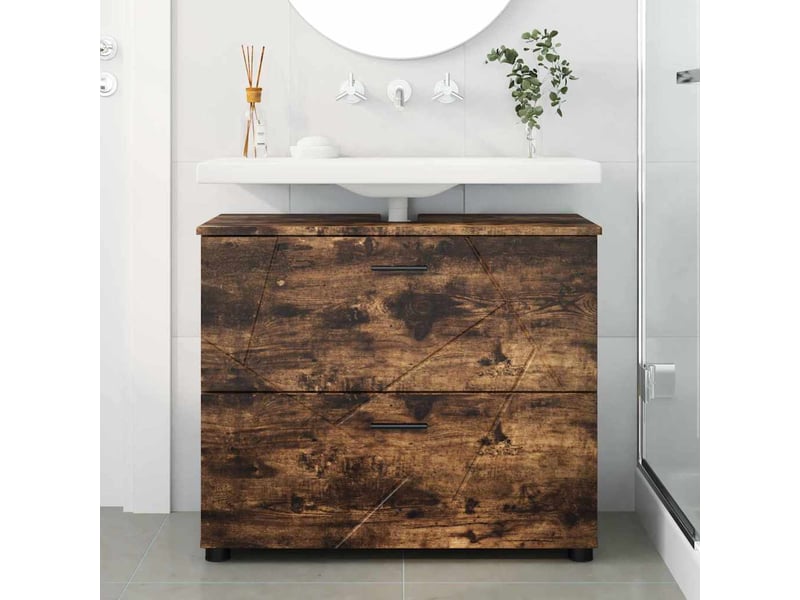 Cabinet de salle de bain, armoire salle de bain chêne fumé 76,5 x 35 x 64 cm cf65315 - Conforama D