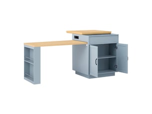 Îlot de cuisine 125,5-187,5x71x93 cm bleu en mdf, extensible avec roulettes et led pour cuisine