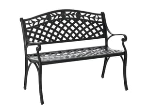 Banc 2 places, banc de jardin en aluminium, banc en métal avec accoudoirs, style champêtre, noir, 102,5 x 61 x 84 cm