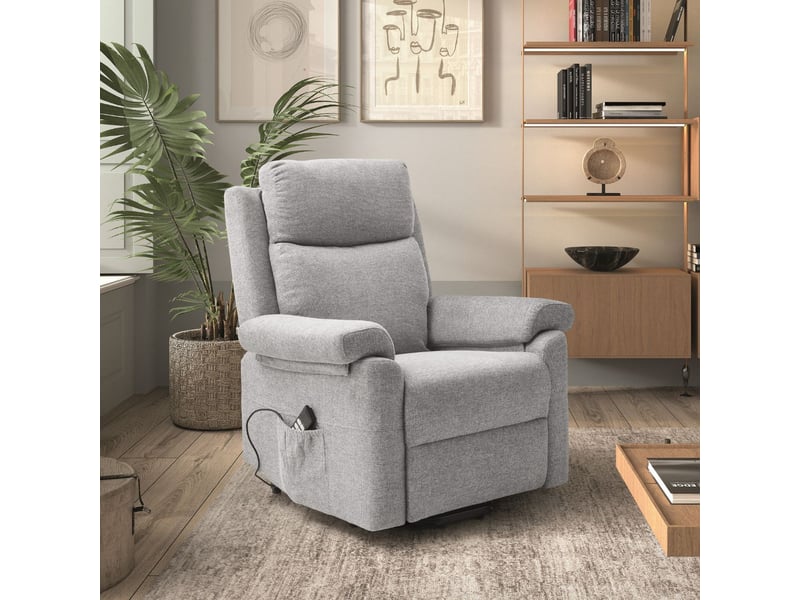  Fauteuil relax releveur électrique tissu gris clair - maciana MACIANA - Conforama B