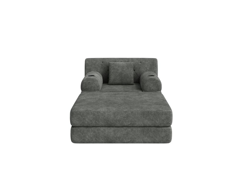  Fauteuil 1 place avec pouf en velours côtelé gris foncé, 107x162x81 cm  - Conforama E