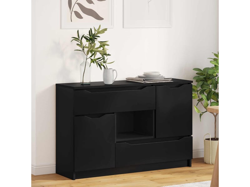  Buffet - bahut - meuble de rangement noir 100 x 30 x 65,6 bois d'ingénierie  - Conforama B
