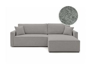 Canapé d'angle réversible convertible LOUNGITUDE FARAH 5 places Tissu bouclette Gris clair