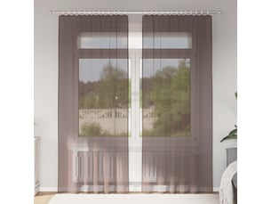 Lot de 2 rideaux en voile, voilages avec passants marron cf44449