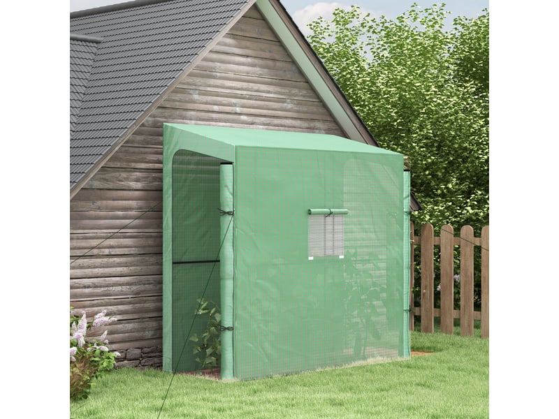 Serre murale avec 2 portes enroulables et bâche en pe anti-uv, 200 x 80 x 200 cm, verte - Conforama D