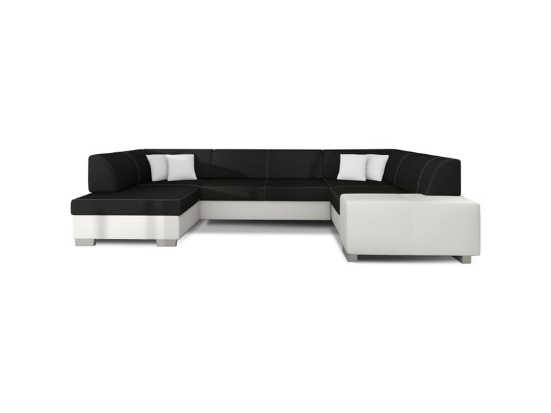  Canapé panoramique en u gris foncé &amp; blanc convertible 6 places havane avec assise profonde  - Conforama A