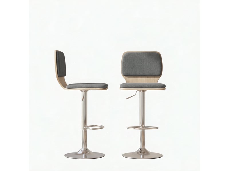  Tabourets de bar lot de 2 pivotants à hauteur réglable - lpospi - dossier ergonomique, repose-pieds, tissu - gris  - Conforama A
