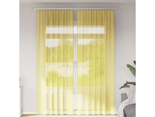 Lot de 2 rideaux en voile, voilages avec passe-tringles jaune cf44469