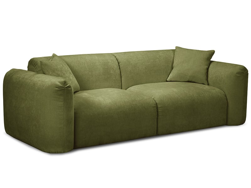 Bobochic canapé droit fixe 3 places siena tissu chenille vert SIENA - Conforama A