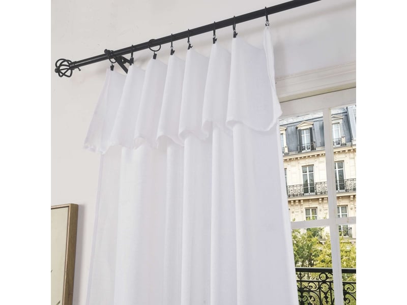  Lot de 2 voilages ajustables + 8 anneaux pince 140 x 270 cm evasion polyester effet lin  - Conforama D
