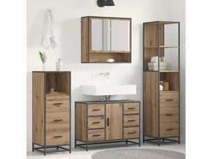 Ensemble de mobilier de salle de bain 3 pc chêne artisanal cf64301