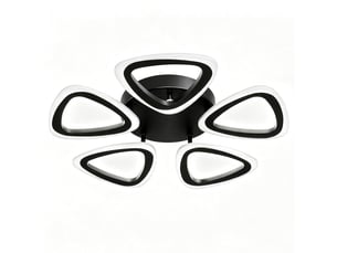 Plafonnier led fleur 5 branches en acrylique, d48 x h7 cm, lampe de plafond 35 w 1999 lm, noir sable, avec mémoire, salon, chambre, cuisine