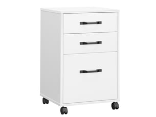 Caisson de bureau à 3 tiroirs sur roulettes, meuble sous bureau, 41 x 40 x 66,7 cm, blanc nuage