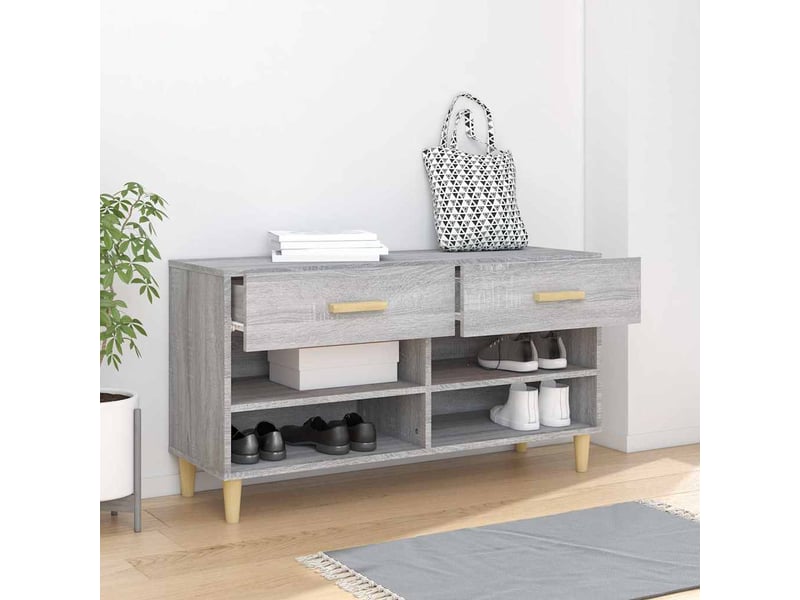  Armoire à chaussures sonoma gris 102x35x55 cm bois d'ingénierie shl3939  - Conforama C
