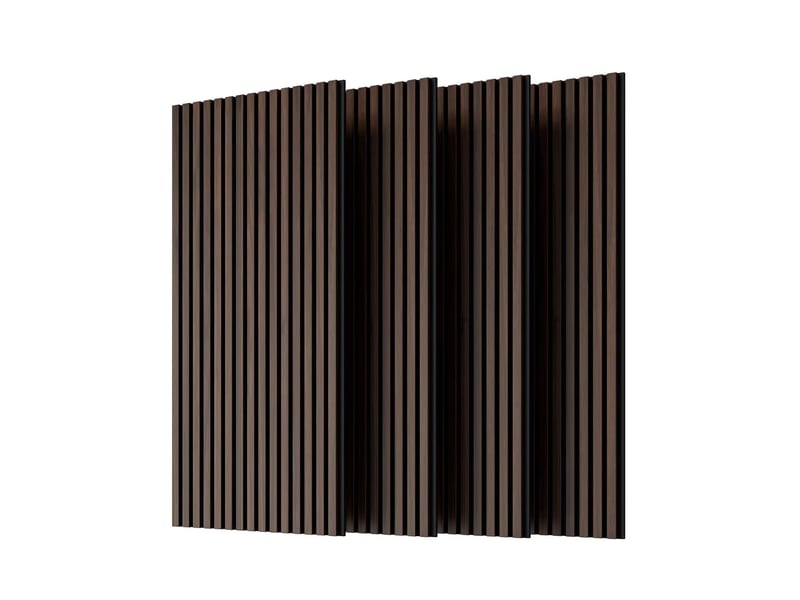  Lot de 4 panneaux muraux acoustiques à lames 120 x 60 cm noyer, mdf et polyester pour murs et plafonds  - Conforama A
