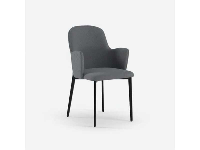  Lot de 4 chaises rembourrées en tissu facile à nettoyer flow - gris clair  - Conforama C