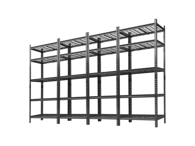Lot de 4 étagères de rangement sur pied en métal robuste sans boulons - 5 niveaux réglables - garagecuisinegarde-91x 41 x 183 cm VAM_344NDHFB - Conforama A