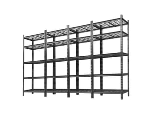 Lot de 4 étagères de rangement sur pied en métal robuste sans boulons - 5 niveaux réglables - garagecuisinegarde-91x 41 x 183 cm