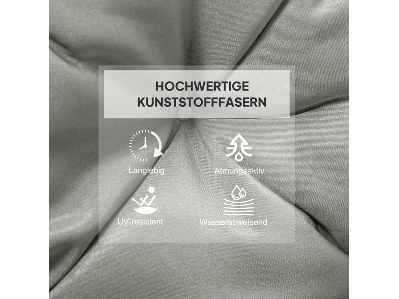  Set de 2 coussins de chaise 98x50 cm avec liens de fixation revêtement en tissu gris clair  - Conforama E