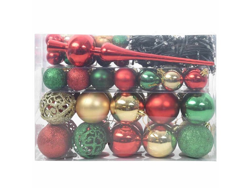  Ensemble de boules de noël 61 pcs 150 led blanc chaud ø 6 cm  - Conforama C