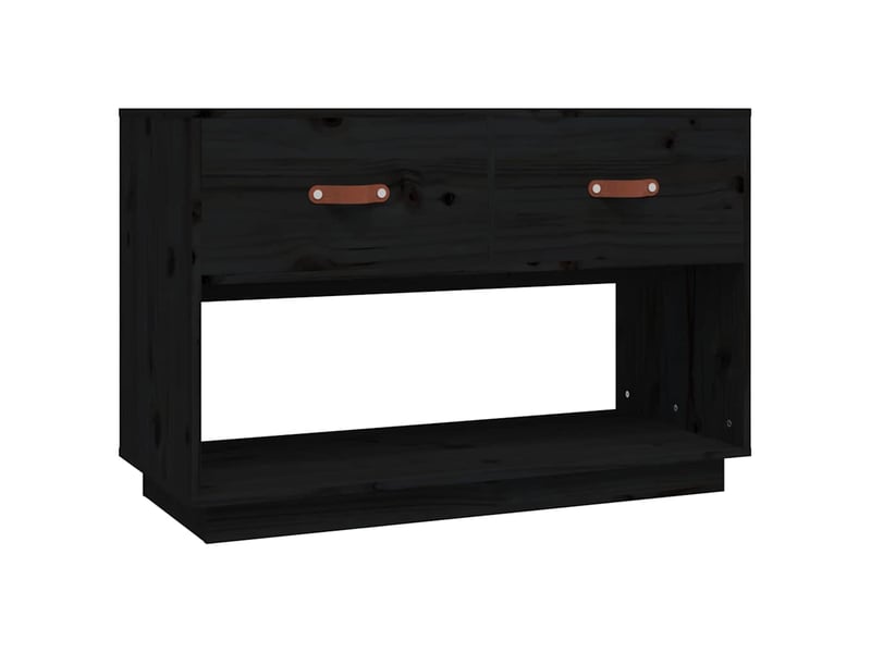  Meuble tv - banc tv - meuble de rangement noir 90x40x60 cm bois de pin massif  - Conforama A