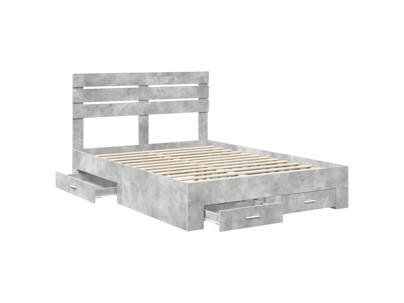  Lit double- lit adulte -  cadre de lit gris béton 160 x 200 cm bois d'ingénierie  - Conforama D