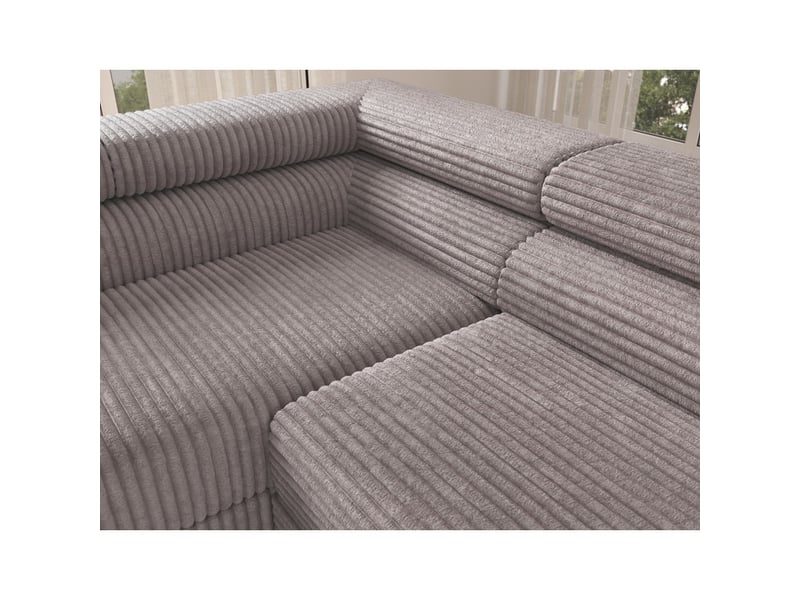  Canapé d'angle colesia convertible 5 places gris velours côtelé – gauche – 274x200cm  - Conforama D