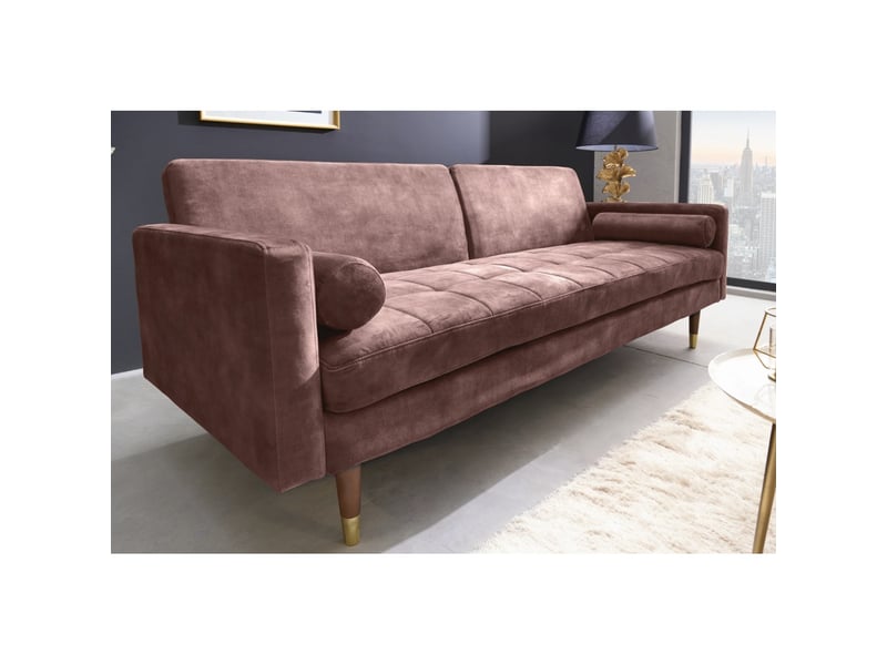 Canapé droit atelia rose convertible – canapé-lit design en velours avec structure en bois massif - Conforama D