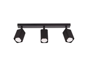 Plafonnier rayo 3l noir aluminium moderne 16.5x45x6cm
