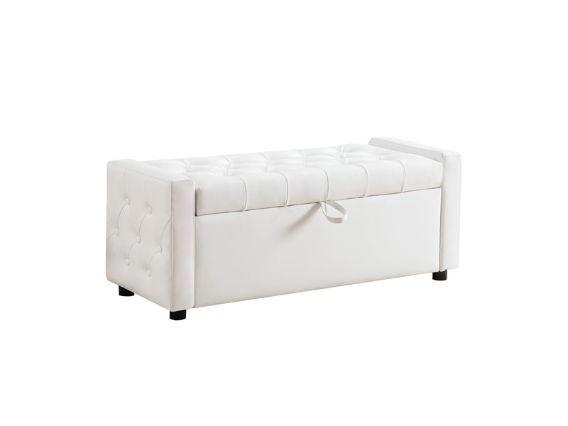 Ottomane rectangulaire pu noir avec rangement, banquette capitonnée, coffre, 150 kg, entrée salon - Conforama D