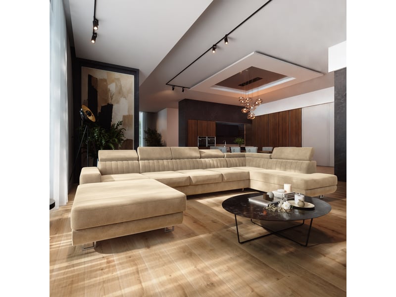 Canapé d'angle gaian, velours crème  - Conforama B