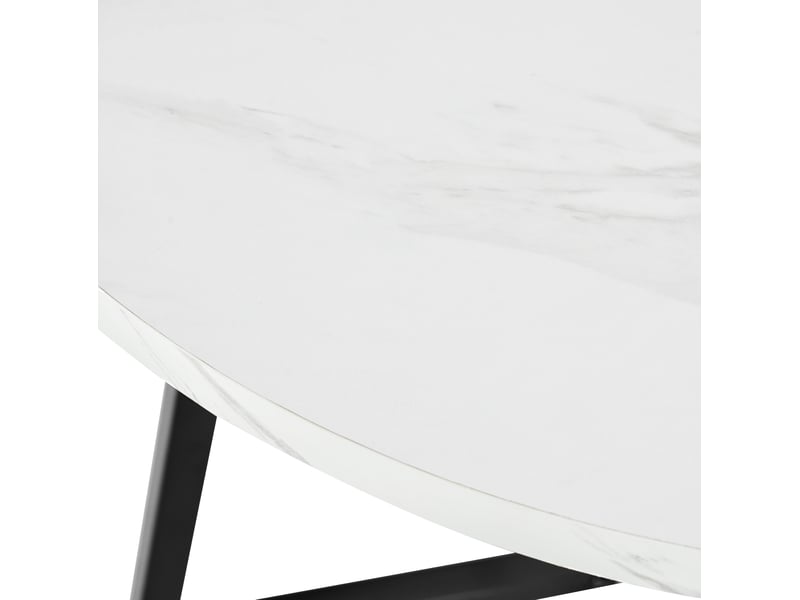 Table ronde, ø 80 cm, table de cuisine, design moderne, pratique, plateau mdf, piètement métal, coloris blanc et noir - Conforama E
