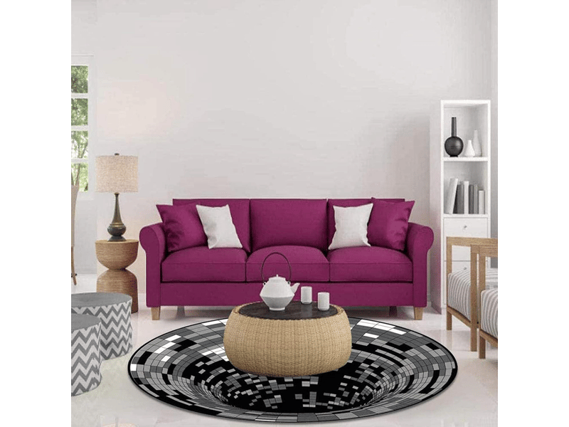  Tapis illusion rond illusion visuelle 3d tapis antidérapant noir blanc tapis de vision stéréo tapis rond tapis, 140x140cm SZPB561962JJZJ - Conforama B